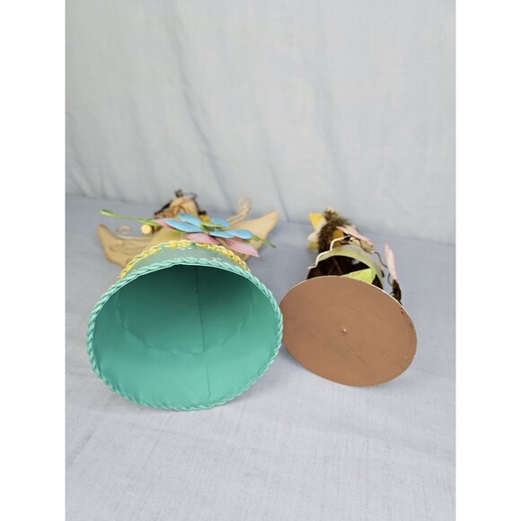 Angel Figurines Metal Wire Art Set of 2 Hanging Patio Garden Hand Made Decor - Picture 4 of 11